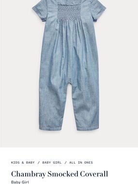 Ralph Lauren Chambray Smocked Coverall